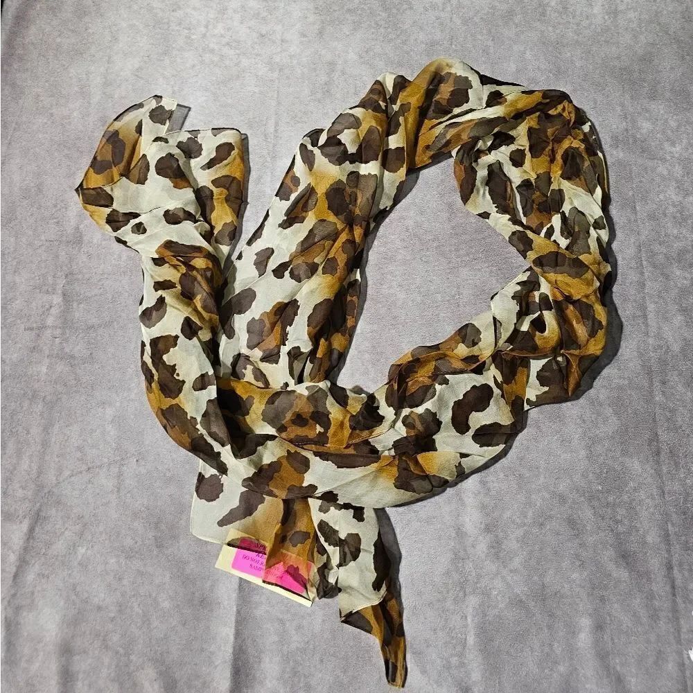COLLECTION EIGHTEEN Cheetah Spots SILK Scarf 18" x 72"‎